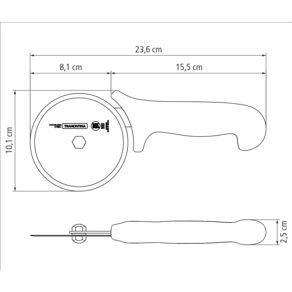Cortador para Pizza Tramontina Utilitá en Acero Inoxidable con Mango de  Polipropileno Blanco