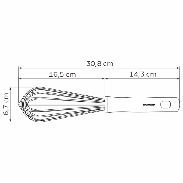 Batidor manual Tramontina profesional de acero inoxidable con mango de polipropileno 30 cm @