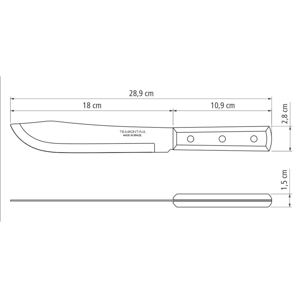 Cuchillo cebollero 7 pulgadas Tramontina mango de madera