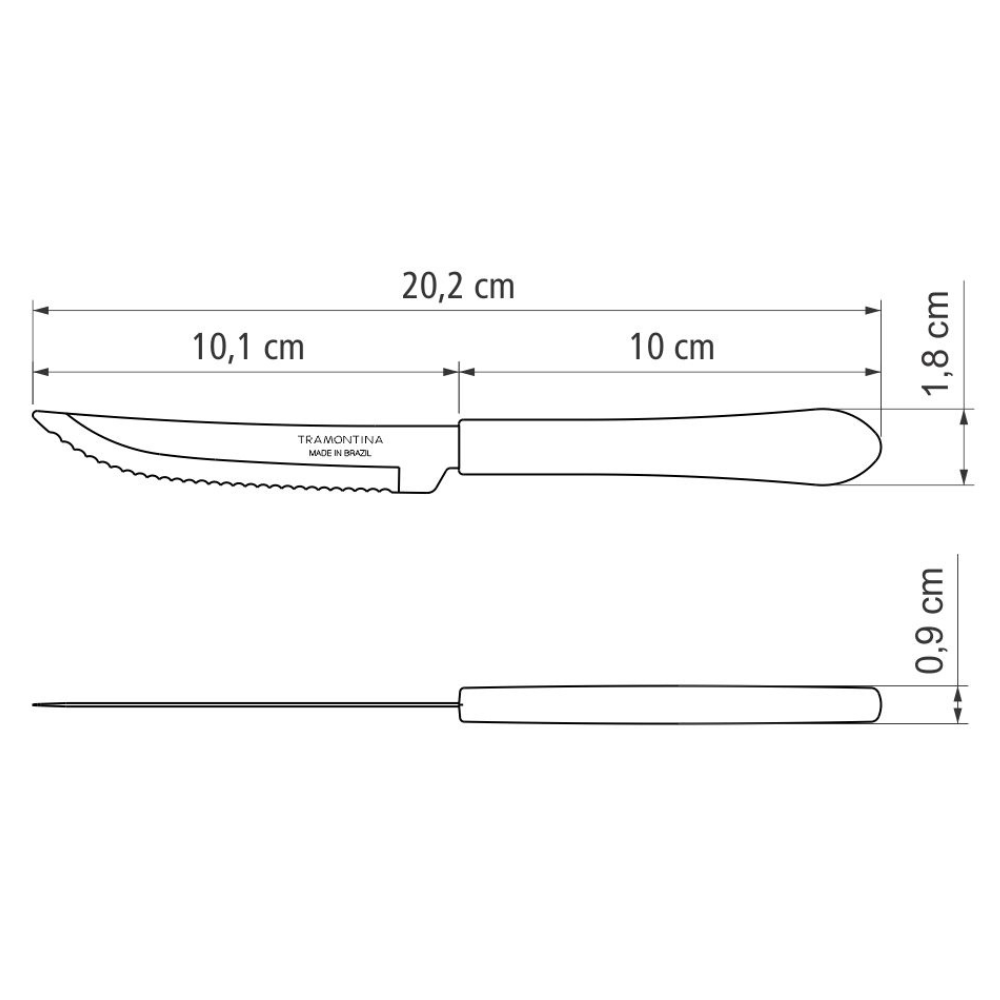 Cuchillo asado negro Tramontina Leme 4 pulgadas