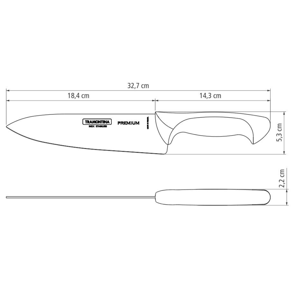 Cuchillo para carne 8 pulgadas Tramontina Chef Premium Mnago Blanco