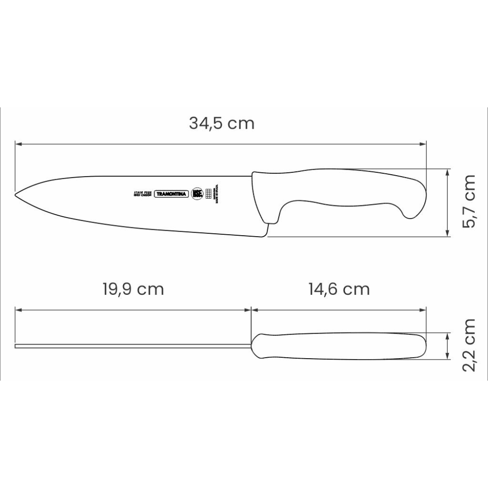 Cuchillo profesional para Chef 8 pulgadas verde Tramontina