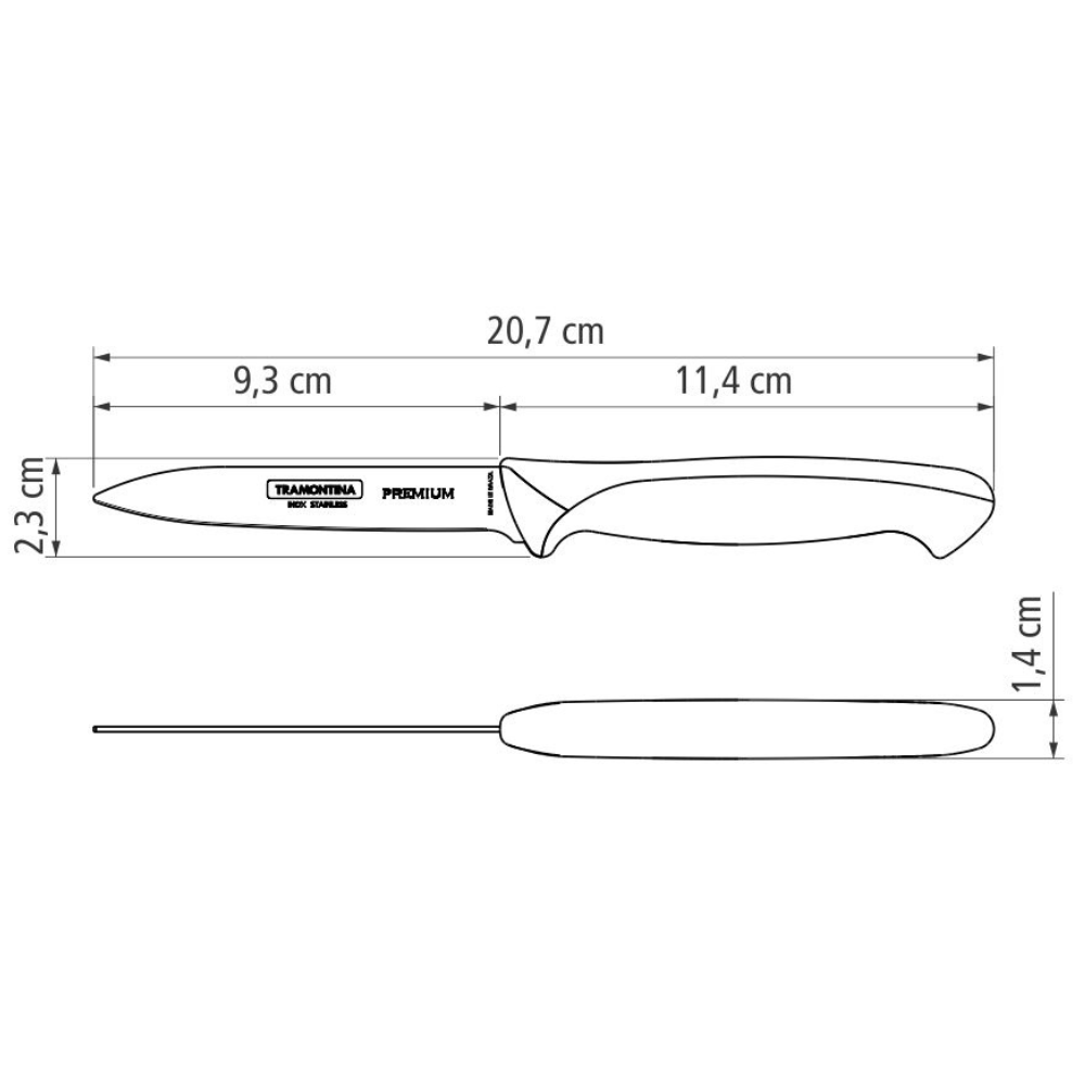 Cuchillo para legumbres 4 pulgadas Tramontina Premium blanco