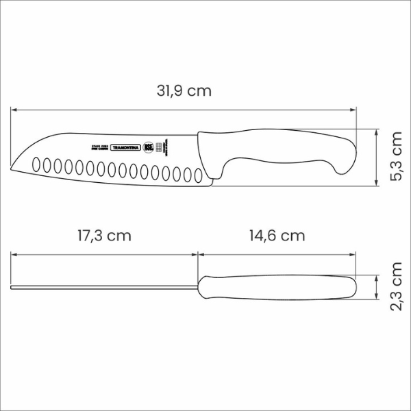 Cuchillo Santoku 7" Tramontina Profesional Blanco