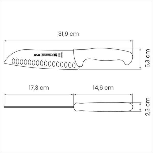 Cuchillo Santoku 7&quot; Tramontina Profesional Blanco