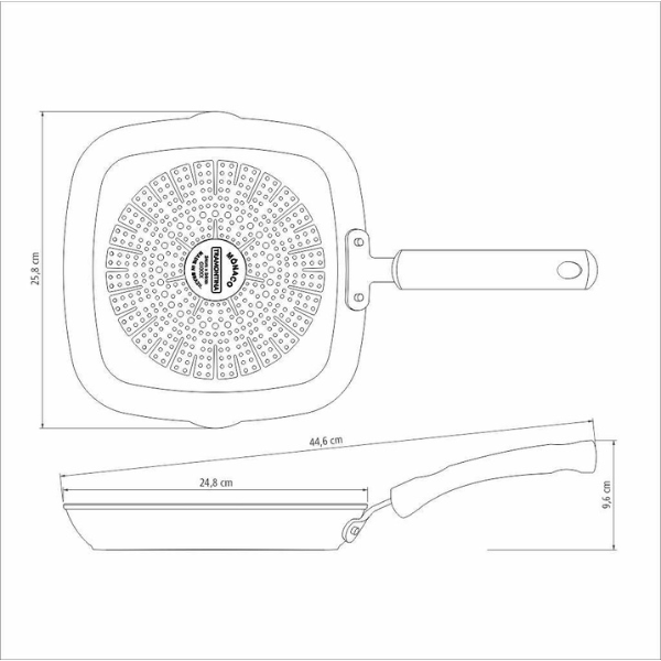 Sartén Bifera con grill 24 cm Mónaco para inducción