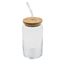 Vaso De Vidrio Tipo Lata C/Tapa,Popote Y Cepillo Para Popote@