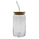 Vaso De Vidrio Tipo Lata C/Tapa,Popote Y Cepillo Para Popote@