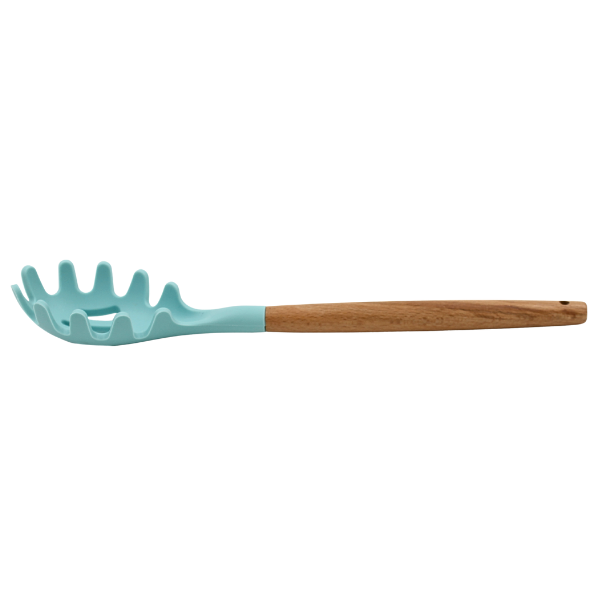 Cuchara para servir spaguetti Rosa con mango de madera y punta de silicon@