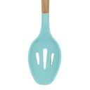 Cuchara Ranurada Rosa con mango de madera y punta de silicon@
