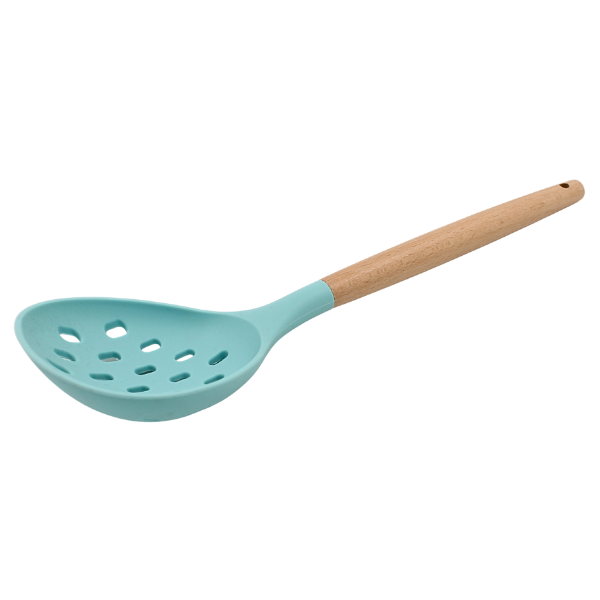 Espumadera Rosa con mango de madera y punta de silicon@