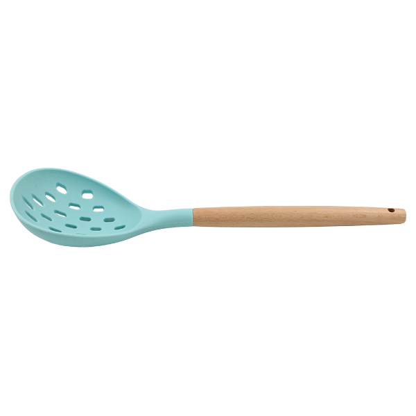 Espumadera Rosa con mango de madera y punta de silicon@