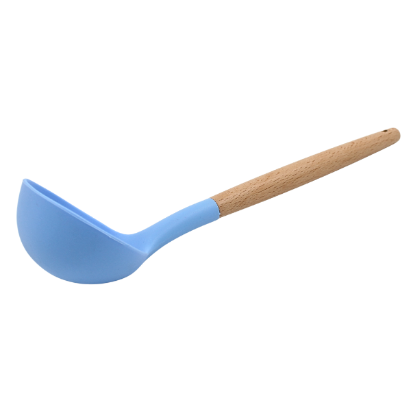 Cucharon Rosa-Azul con mango de madera y punta de silicon@