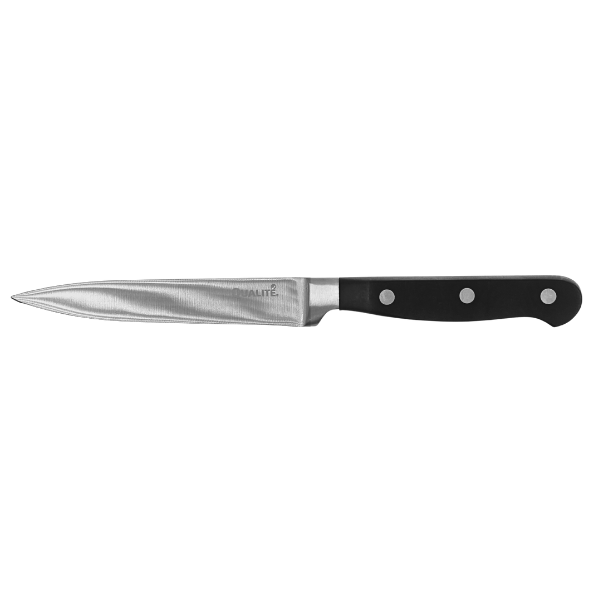 Cuchillo multiusos filo liso 5”Hoja de acero completa, mango ABS, triple remache@