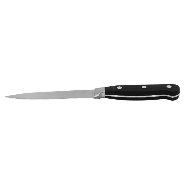 Cuchillo multiusos filo liso 5”Hoja de acero completa, mango ABS, triple remache@