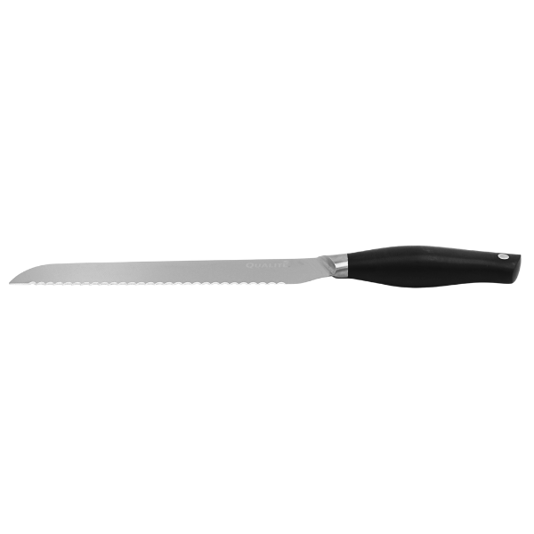 Cuchillo para pan 8”Hoja de acero completa, mango ABS, un remache@