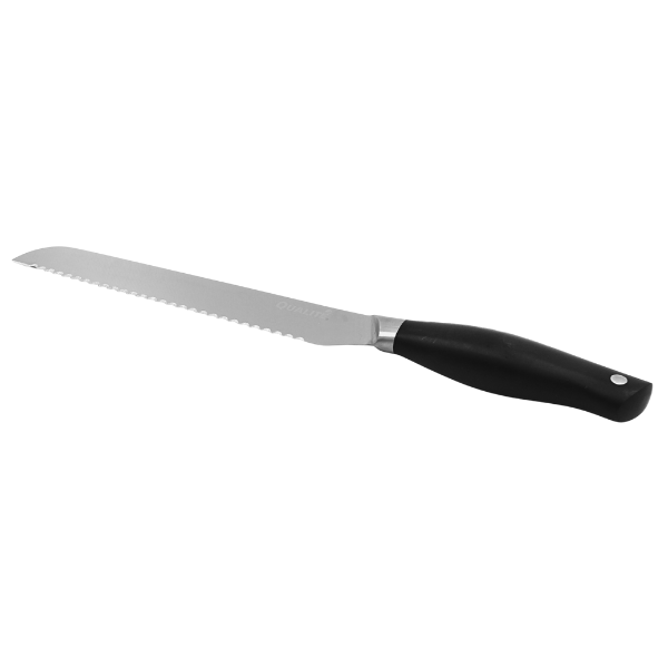 Cuchillo para pan 8”Hoja de acero completa, mango ABS, un remache@