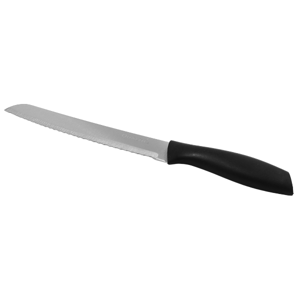 Cuchillo para pan 8”Hoja de acero completa, mango PP ergonomico@