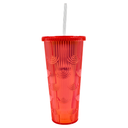 Vaso Con Tapa Y Popote Doble Pared Olas 710 Ml 3@