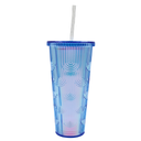 Vaso Con Tapa Y Popote Doble Pared Olas 710 Ml 3@