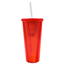 Vaso Con Tapa Y Popote Doble Pared Rayas 710 Ml 3@