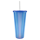 Vaso Con Tapa Y Popote Doble Pared Rayas 710 Ml 3@