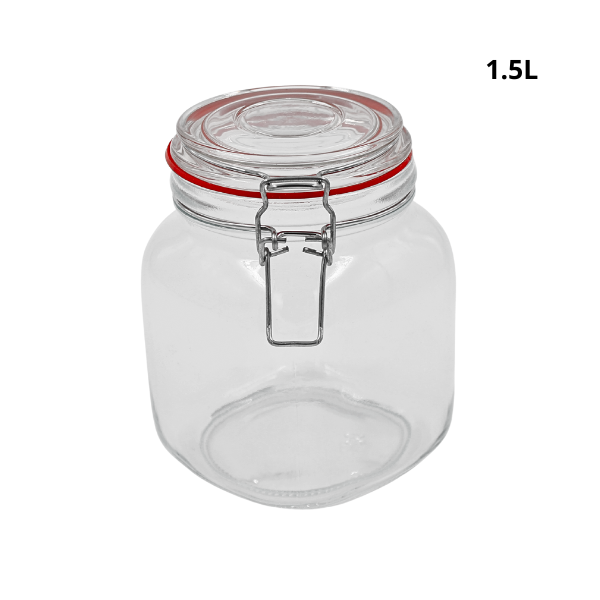 Set de 4 Contenedores de vidrio con tapa hermetica, .75, 1