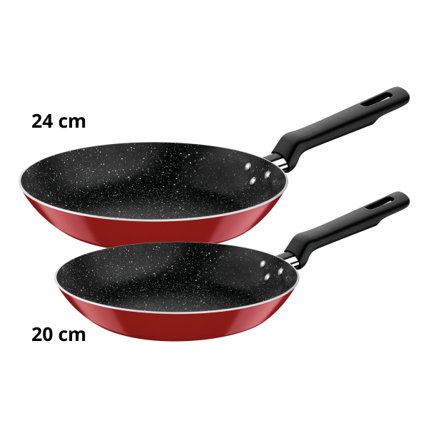 Juego de Sartenes Roch 2 Pzs 20, 24cm/ 1.8mm Rojo