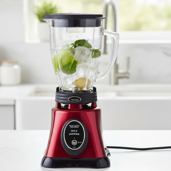 Licuadora Max Power Cromada Roja Interruptor De 1 Velocidad Con Pulso@