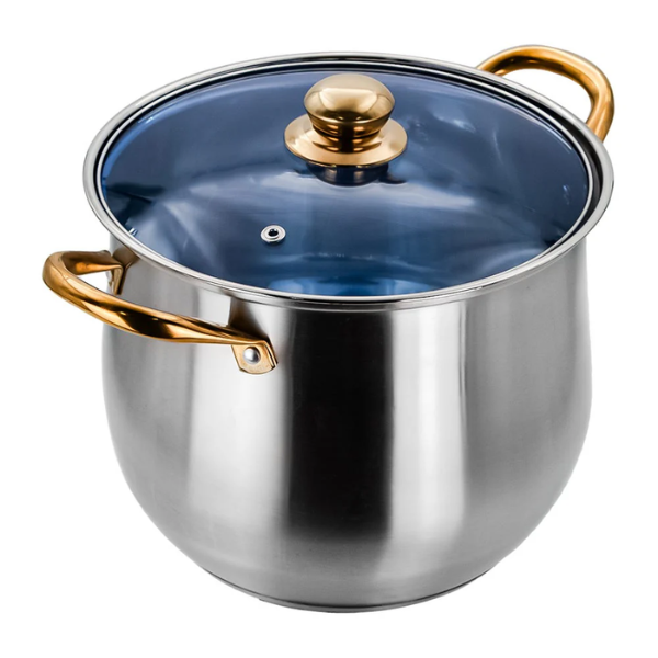 Olla alta de acero inoxidable con tapa de vidrio 7.3 L 24x19 cm Qualite Basic MOD. A06 (8/12)