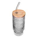 Juego de 2 vasos con tapa y popote 470 ml vidrio HSH MOD. ATH-922 (12)