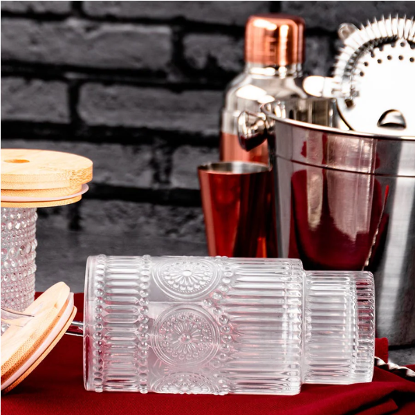 Juego de 2 vasos con tapa y popote 470 ml vidrio HSH MOD. ATH-922 (12)