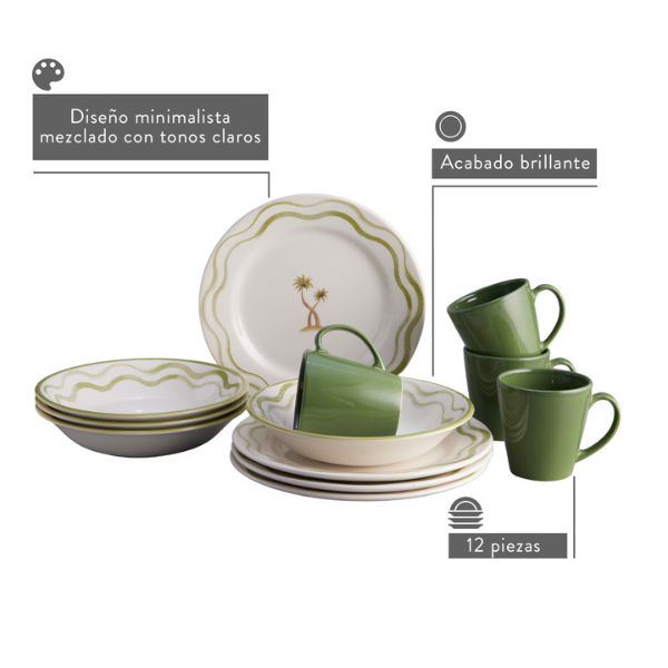 Vajilla de cerámica 12 piezas Brisa Corona MOD. VL177I040112 (2)