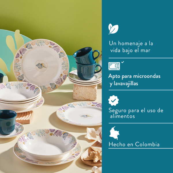 Vajilla de cerámica 16 piezas Bahari Corona MOD. VL164J040116 (2)