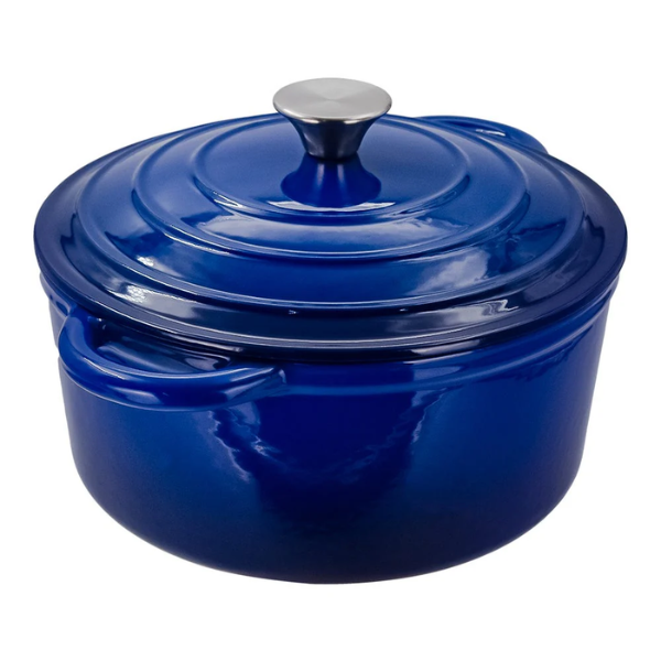 Olla de hierro fundido acabado peltre con tapa @