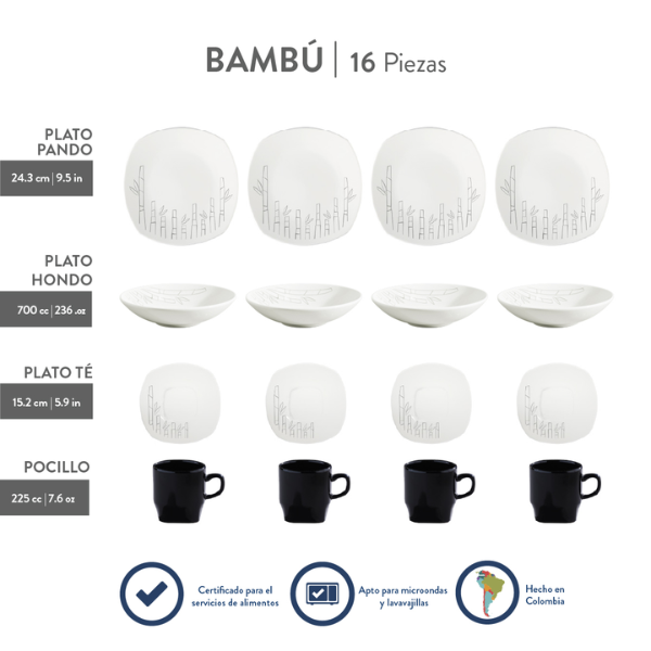 Vajilla de cerámica 9 piezas Bambu Corona MOD.  VL124A030109 (2)
