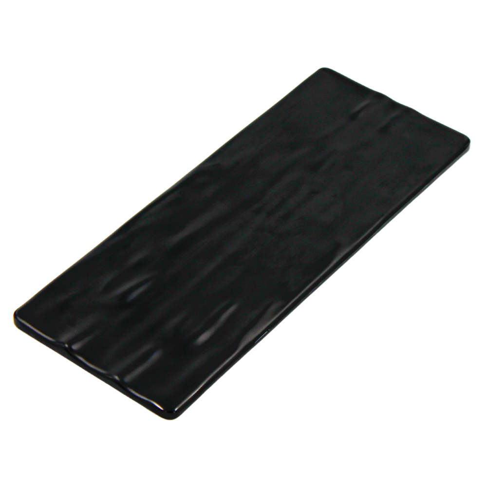 Plato rectangular 25 x 10 cm melamina negra mate con textura