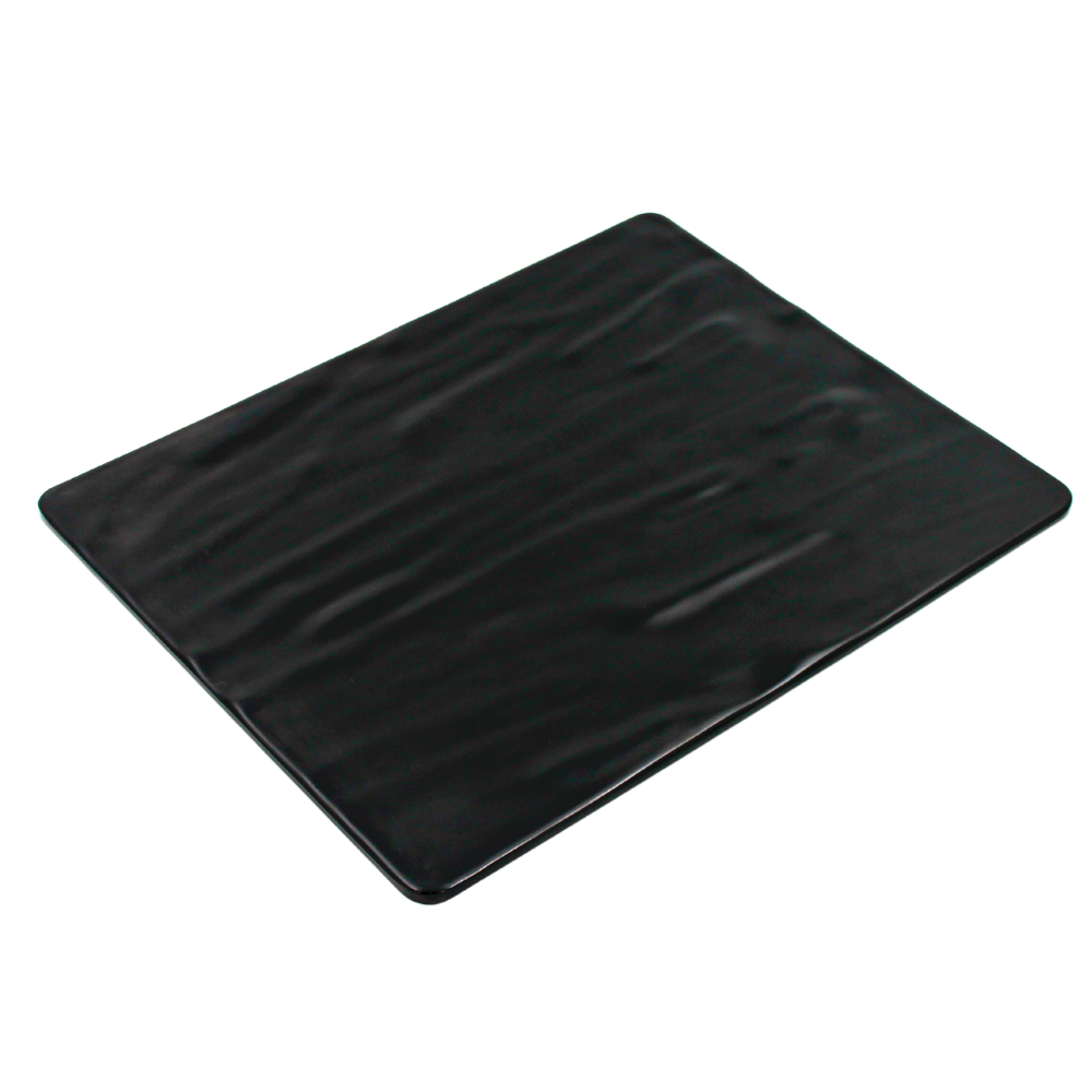 Plato rectangular 32 x 25 cm melamina negra mate con textura