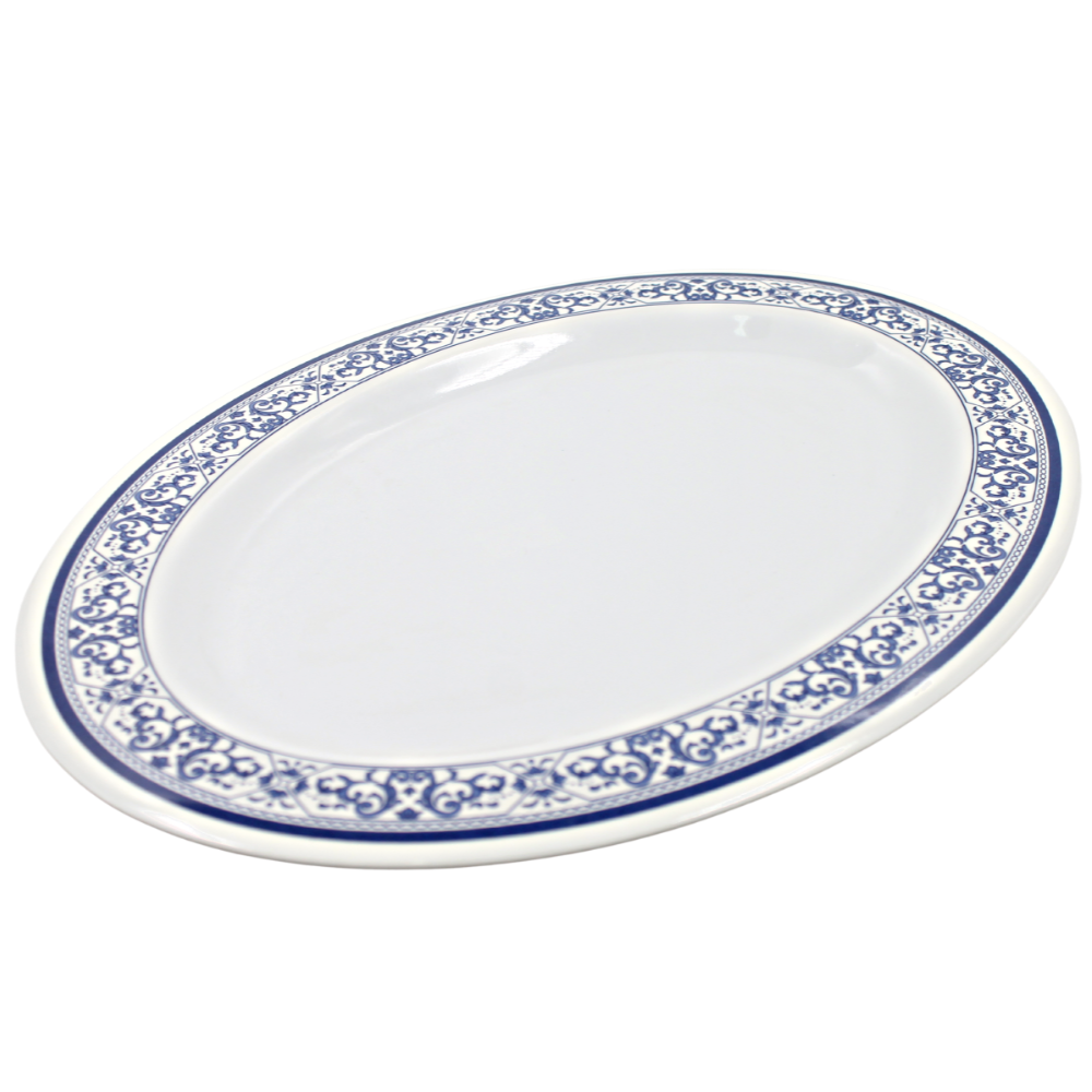 Plato oval 14&quot; melamina talavera azul