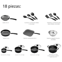 Bateria Cocina 18 Pz Negra Aluminio Tramontina