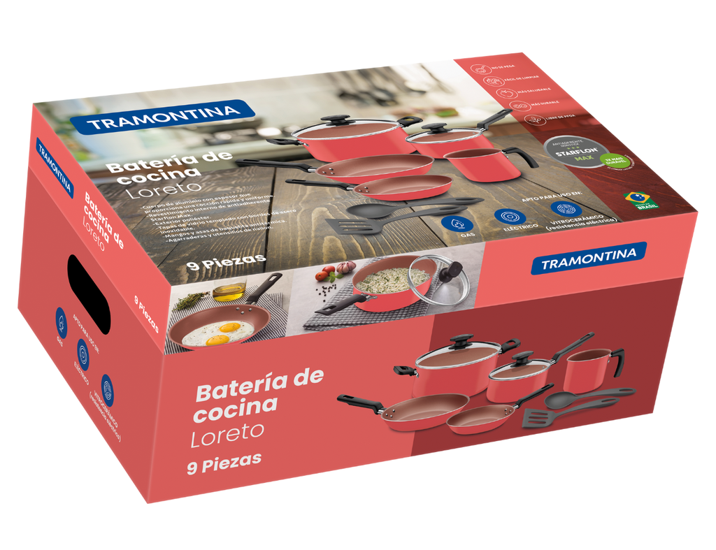 Batería de Cocina Tramontina 9 Piezas de Aluminio