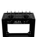 Parrilla de gas 2 quemadores con estante negro armable cubierta esmaltada AlfaMex