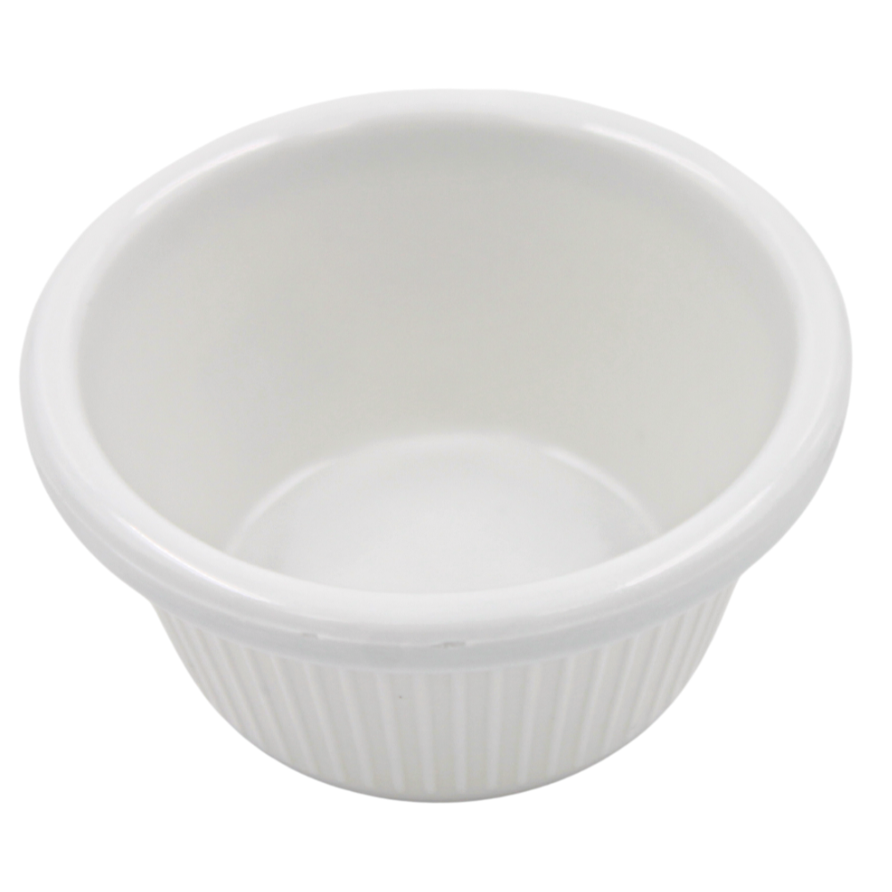 Ramekin blanco rayado 2 onzas melamina blanca