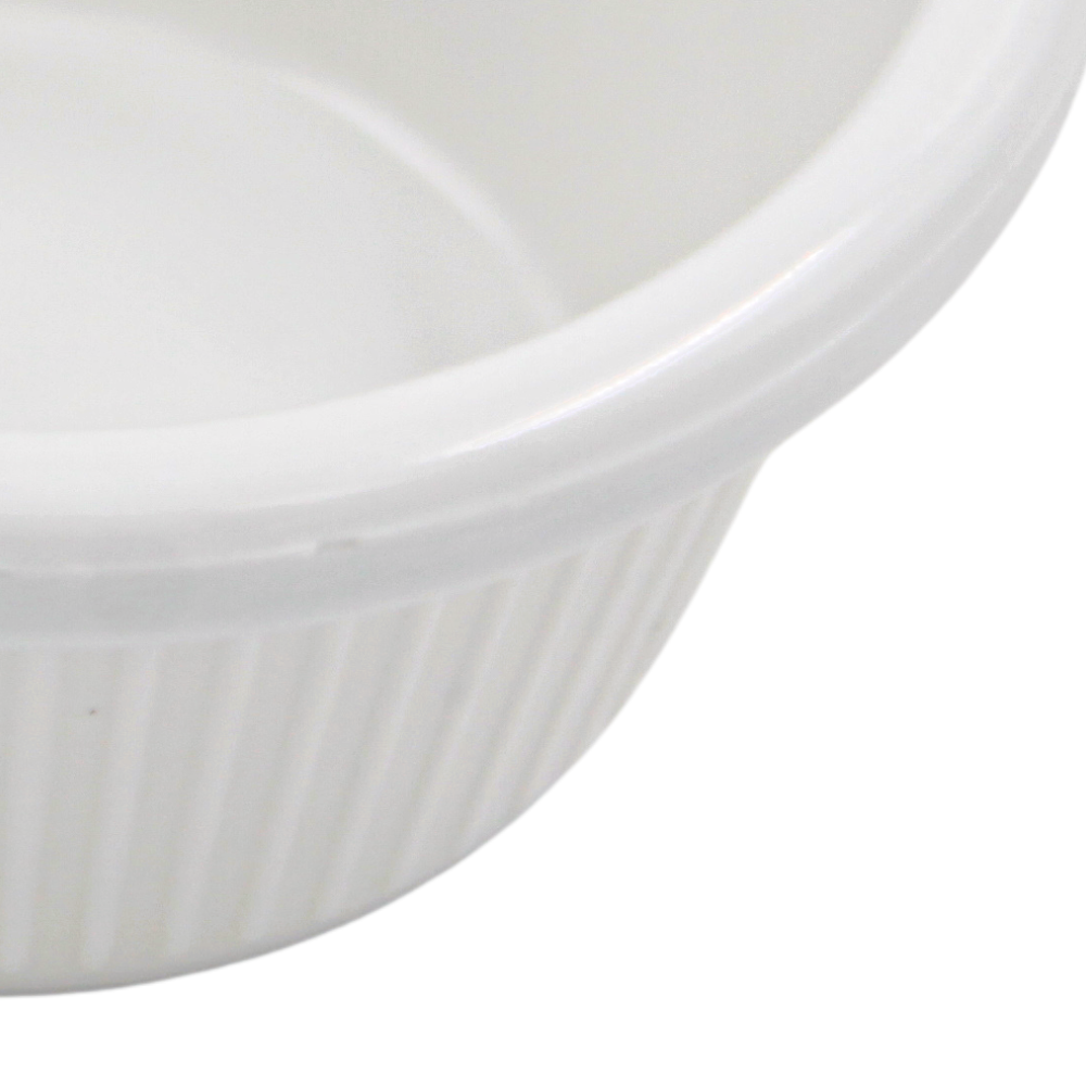 Ramekin blanco rayado 2 onzas melamina blanca