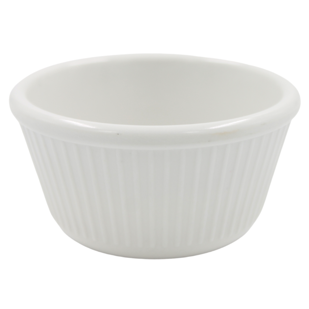 Ramekin blanco rayado 4 onzas melamina blanca