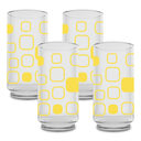 Juego de 4 vasos 16 onzas (473 ml) con decorado de cuadros amarillos @