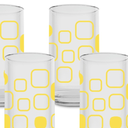 Juego de 6 vasos 12 onzas (354 ml) con decorado de cuadros amarillos @