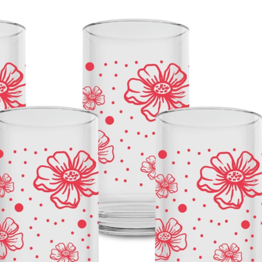 Juego de 6 vasos 12 onzas (354 ml) con decorado Miraflores @