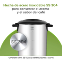 Cafetera urna de acero inoxidable con 2 dispensadores para 50 tazas Avera @