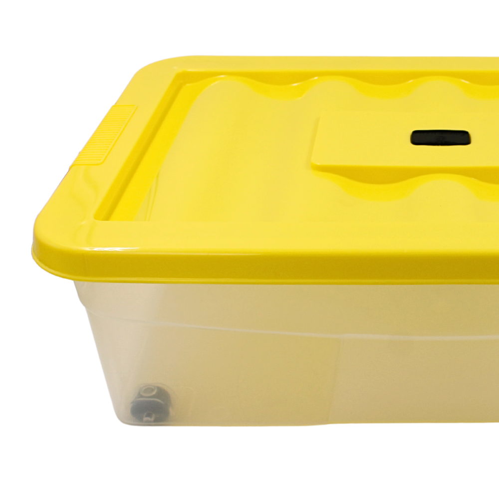 Caja de plástico Erick con ruedas y tapa amarilla